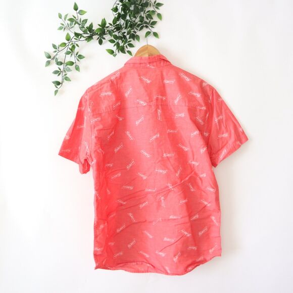 Budweiser Men's Red Short Sleeve Button Front Shirt Size Medium - Picture 3 of 4